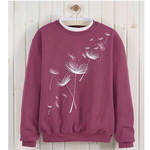 Women's Country Store Purple Dandelion Sweater Grandma Sweatshirt Sz XL